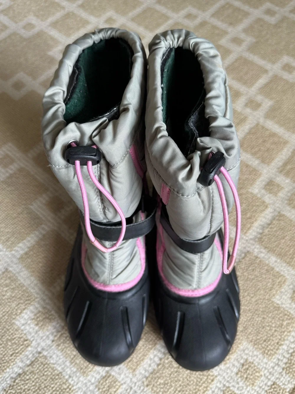 Sorel Kids Waterproof Winter Snow Boots Gray Black Pink Girls Size 5